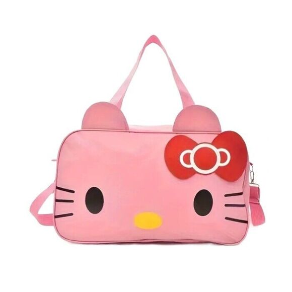 Large Hello KITTY Face Pink Bag Duffle Durable Red BOW - Picture 5 of 5